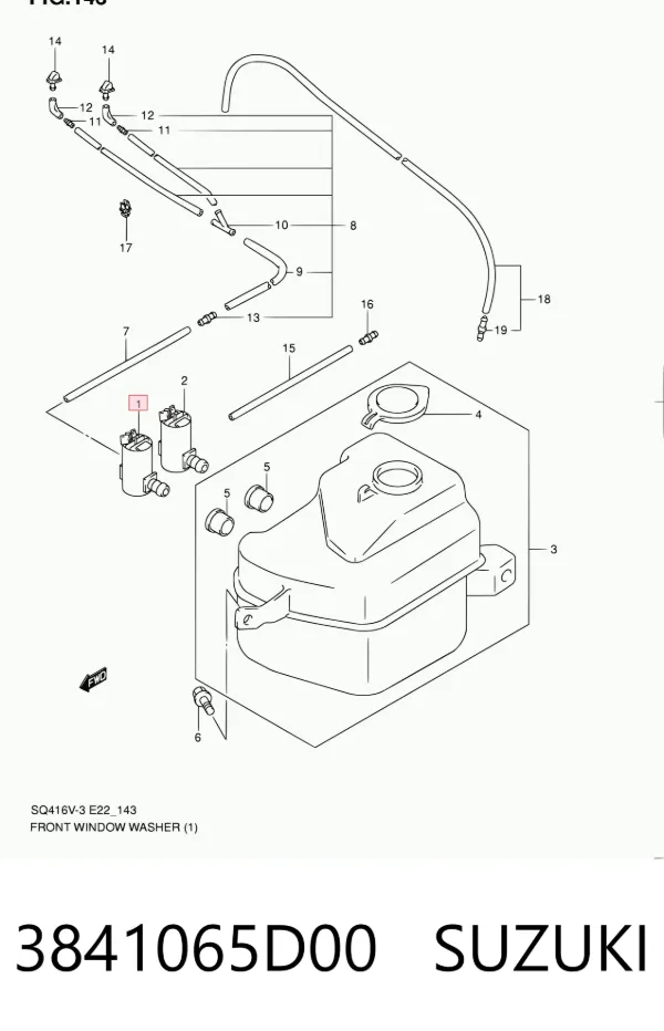 Bomba de motor de fluido para lavador de vidro dianteiro 3841065D00 Suzuki