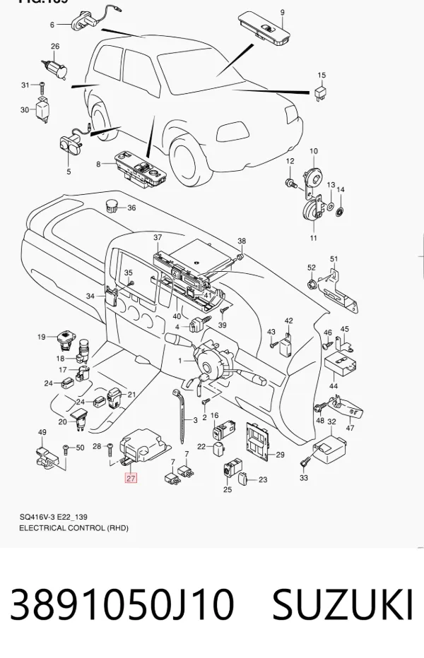 Módulo processador de controlo da bolsa de ar (Centralina eletrônica AIRBAG) 3891050J10 Suzuki