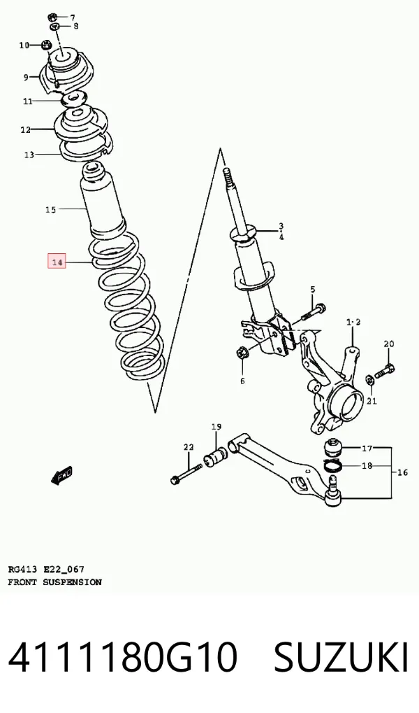 Mola dianteira 4111180G10 Suzuki