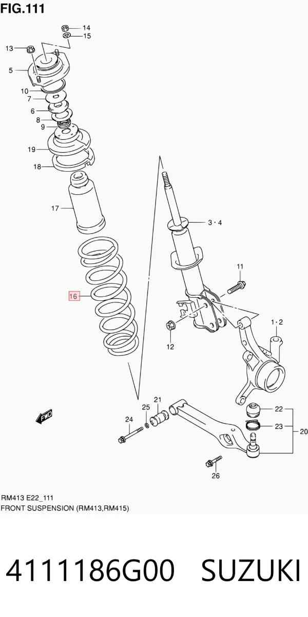 Mola dianteira 4111186G00 Suzuki