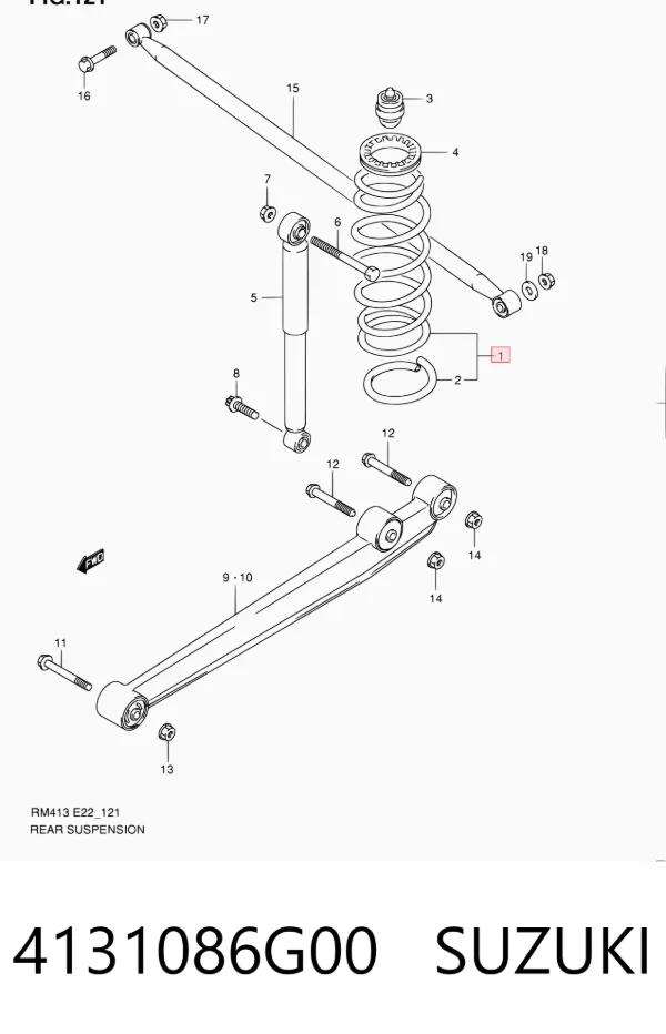 Mola traseira 4131086G00 Suzuki