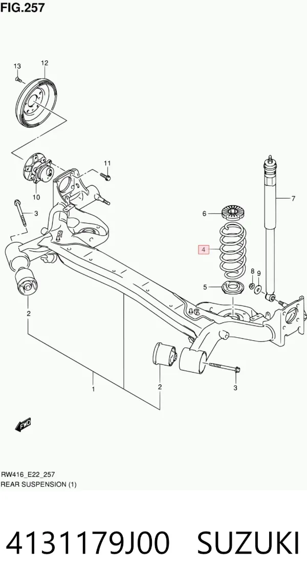 Mola traseira 4131179J00 Suzuki