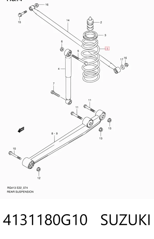 Mola traseira 4131180G10 Suzuki