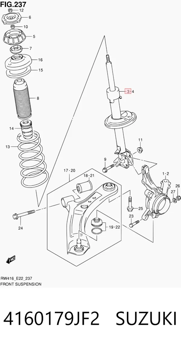 Amortecedor dianteiro direito 4160179JF2 Fiat/Alfa/Lancia