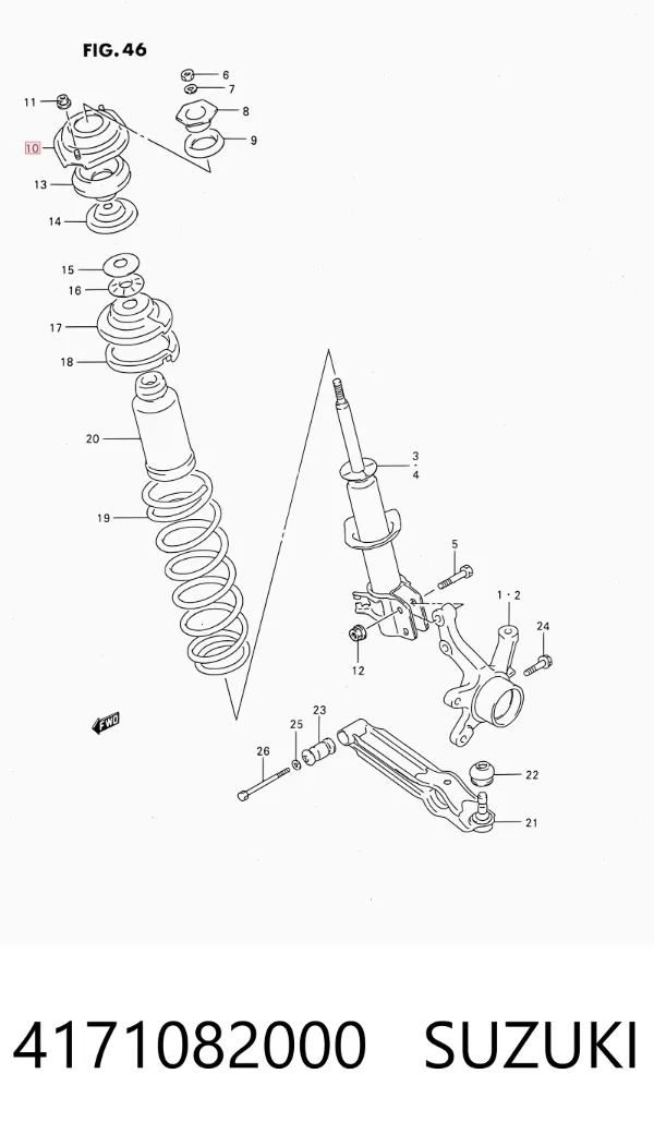 Copo de suporte da mola dianteira 4171082000 Suzuki
