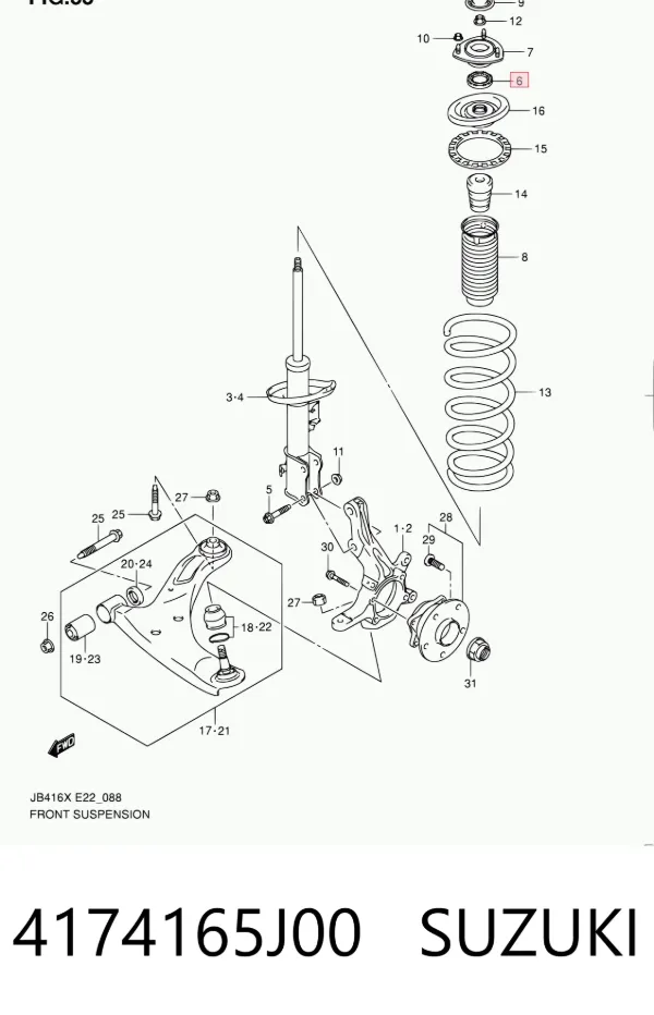Rolamento de suporte do amortecedor dianteiro 4174165J00 Suzuki