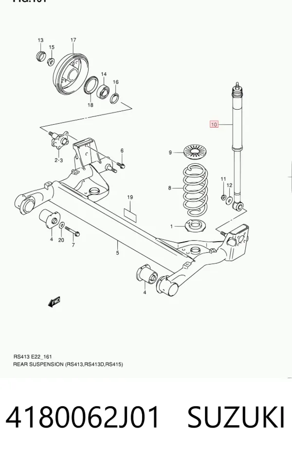 Amortecedor traseiro 4180062J01 Suzuki