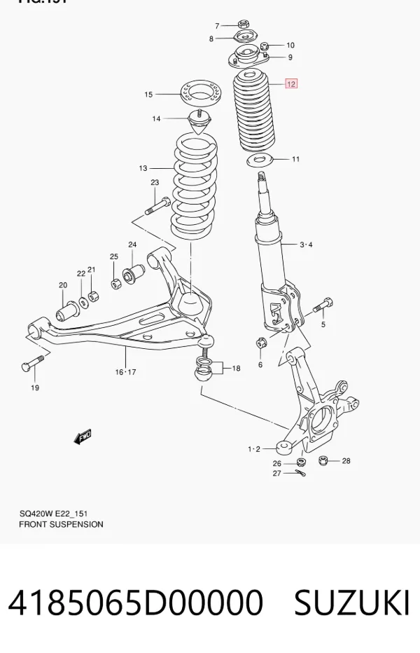 Bota de proteção de amortecedor dianteiro 4185065D00000 Suzuki