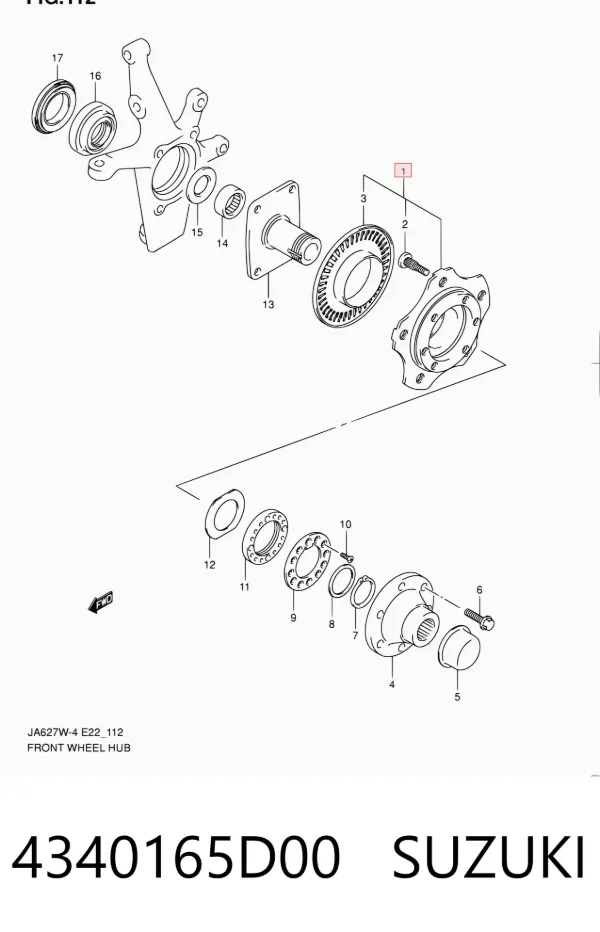 Cubo dianteiro 4340165D00 Suzuki