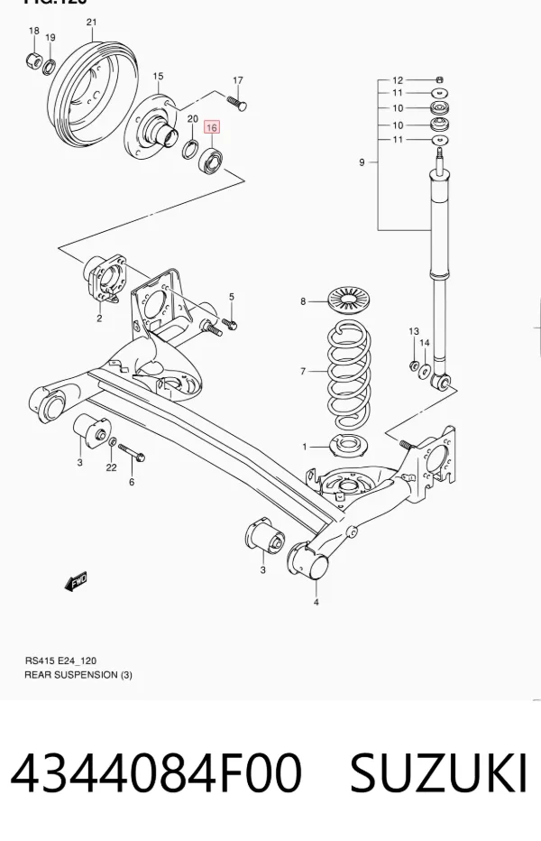 Rolamento de cubo dianteiro 4344084F00 Suzuki