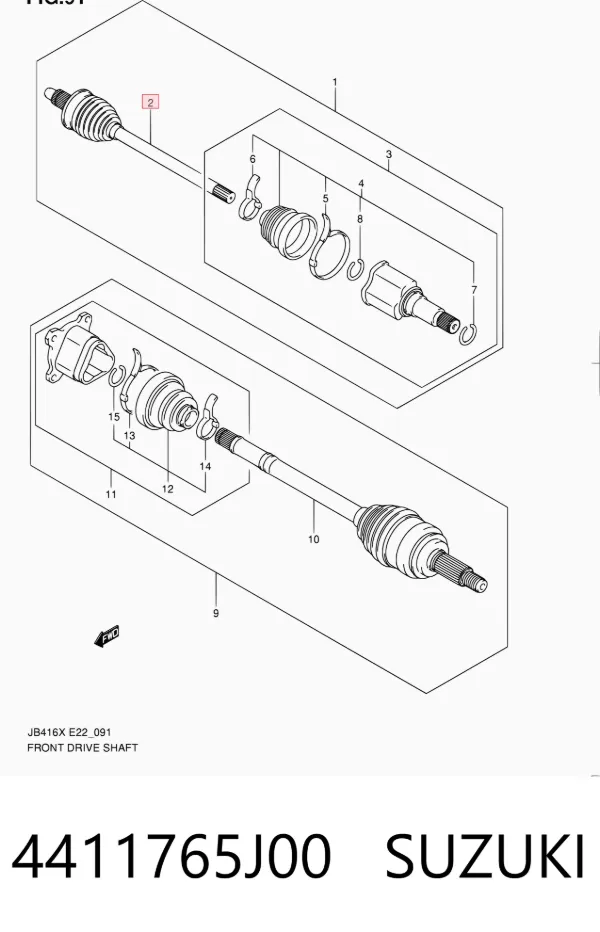 Junta homocinética externa dianteira 4411765J00 Suzuki