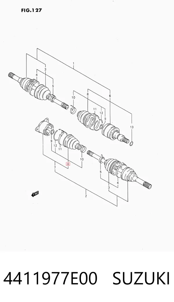 Bota de proteção interna de junta homocinética do semieixo dianteiro 4411977E00 Suzuki