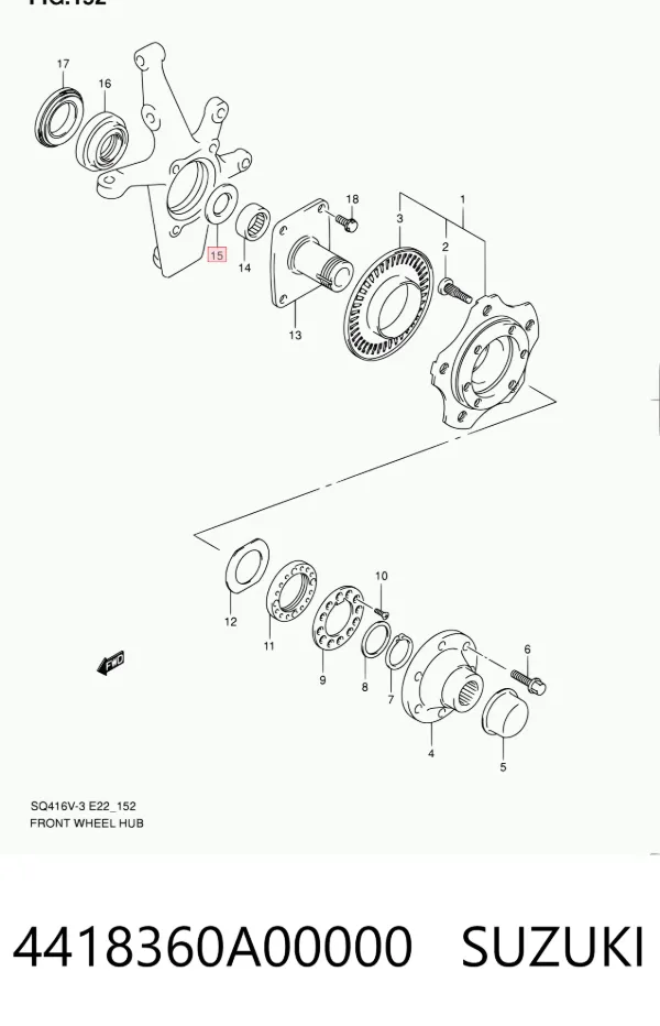 Rolamento de cubo dianteiro 4418360A00000 Suzuki