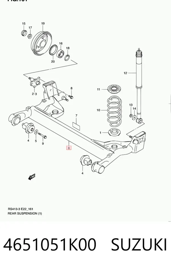 Viga de suspensão traseira (plataforma veicular) 4651051K00 Suzuki