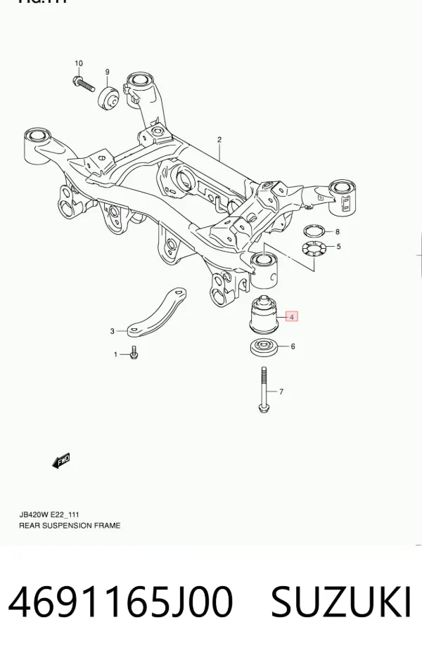 Bloco silencioso de viga traseira (de plataforma veicular) 4691165J00 Suzuki