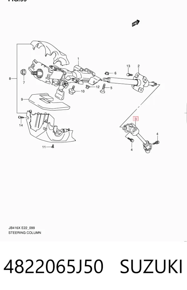 Veio da coluna de direção inferior 4822065J50 Suzuki