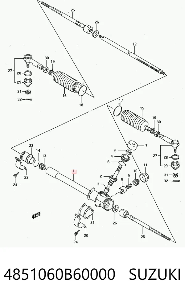Cremalheira da direção 4851060B60000 Suzuki