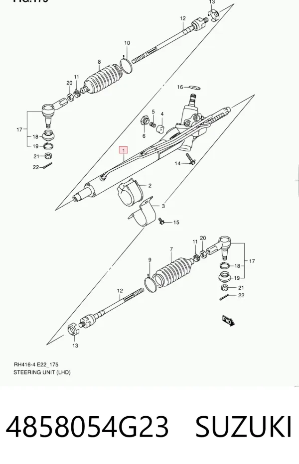 Cremalheira da direção 4858054G23 Suzuki