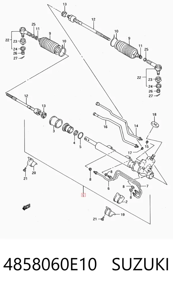 Cremalheira da direção 4858060E10 Suzuki