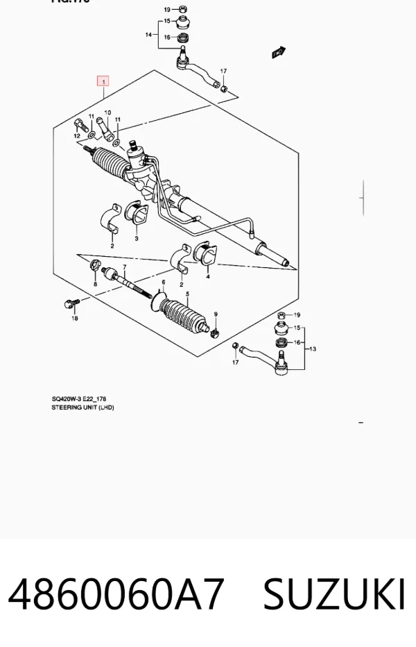 Cremalheira da direção 4860060A7 Suzuki