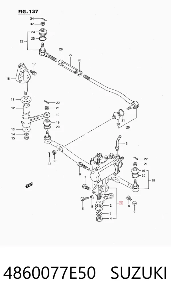 Cremalheira da direção 4860077E50 Suzuki