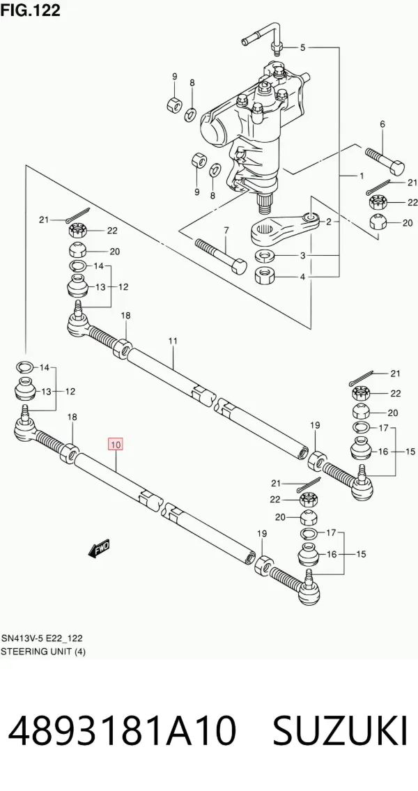 Tração de direção direita 4893181A10 Suzuki