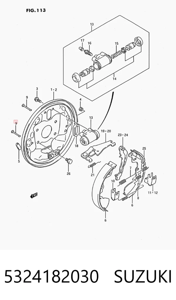 Kit de montagem das sapatas traseiras de tambor 5324182030 Suzuki