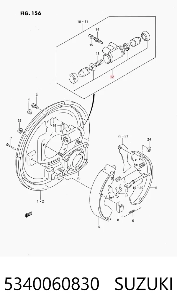 Kit de reparação de cilindro do freio traseiro 5340060830 Suzuki