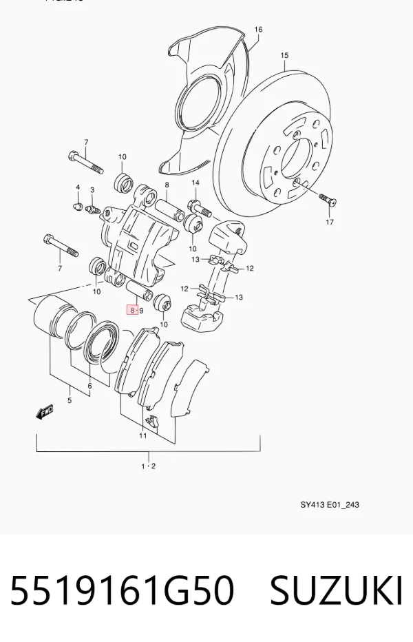 Guia de suporte dianteiro 5519161G50 Suzuki