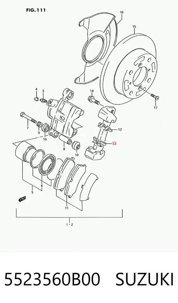 Kit de molas de fixação de sapatas de disco dianteiras 5523560B00 Suzuki