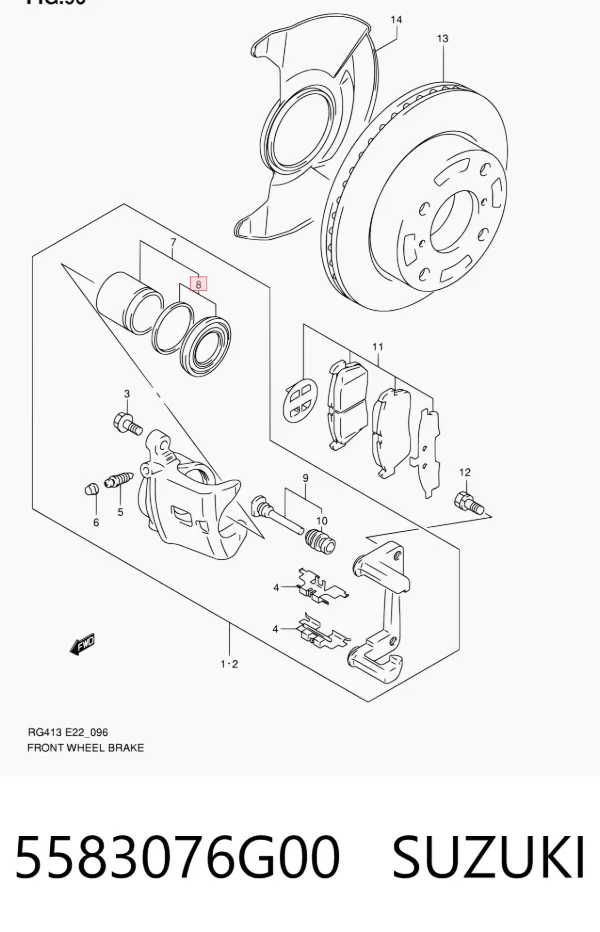 Kit de reparação de suporte do freio traseiro 5583076G00 Suzuki
