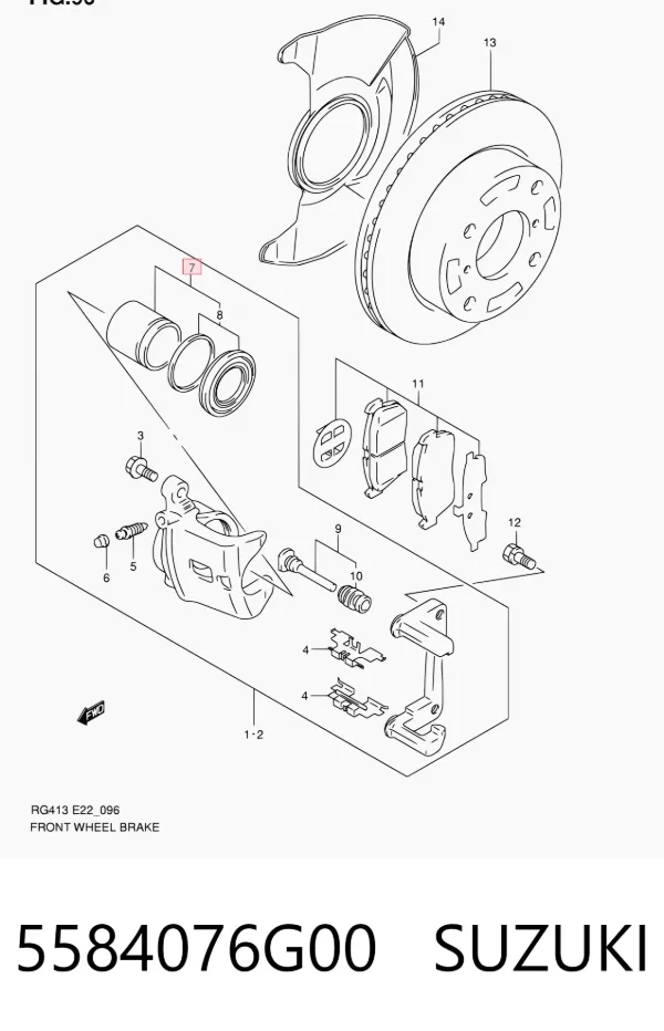 Kit de reparação de suporte do freio dianteiro 5584076G00 Suzuki