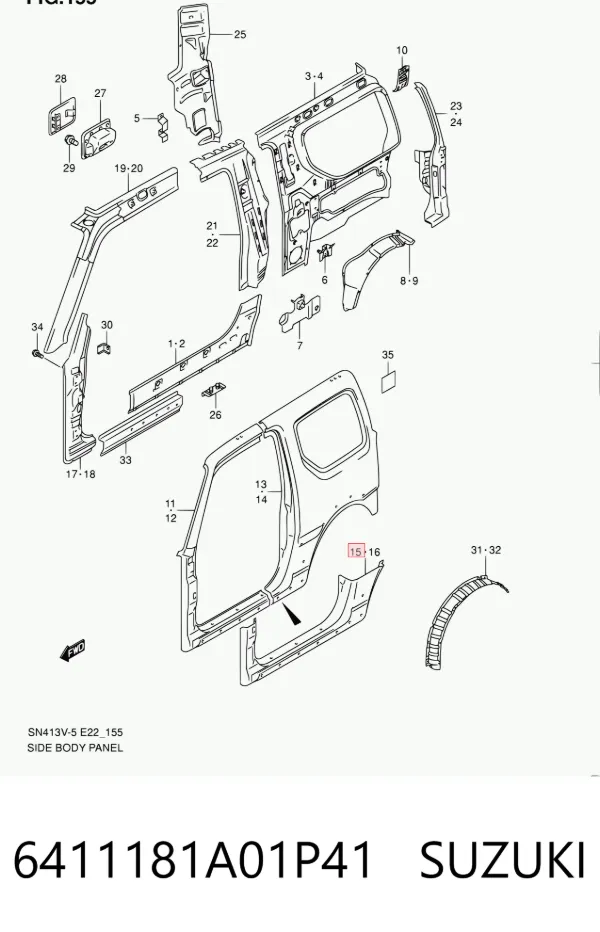 Acesso externo direito 6411181A01P41 Suzuki