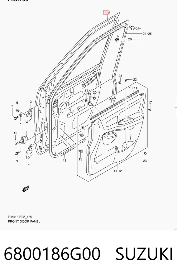 Porta dianteira direita 6800186G00 Suzuki