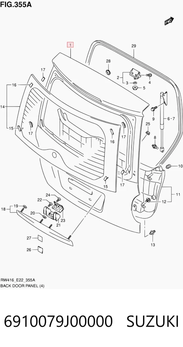 Porta traseira (3ª/5ª porta-malas (tampa de alcapão) Suzuki SX4 GY