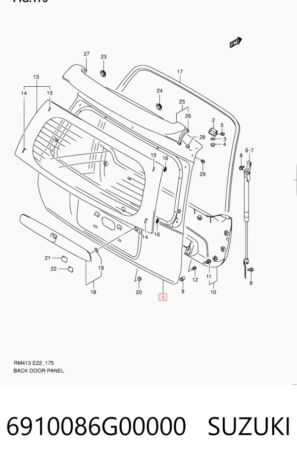 Porta traseira (3ª/5ª porta-malas (tampa de alcapão) Suzuki Ignis II