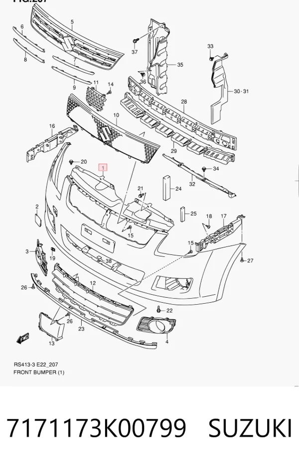 Pára-choque dianteiro 7171173K00799 Suzuki