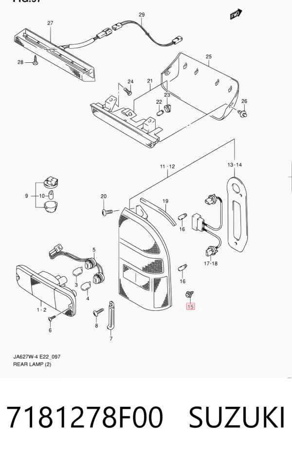 Cápsula (prendedor) de fixação de revestimento da porta 7181278F00 Suzuki