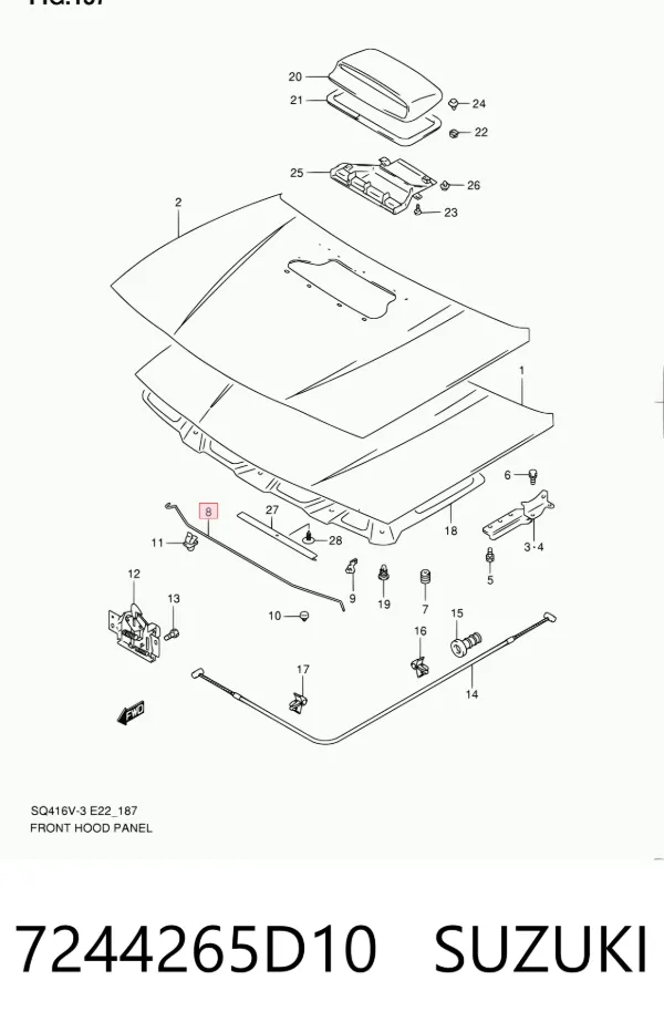 Apoio da capota 7244265D10 Suzuki