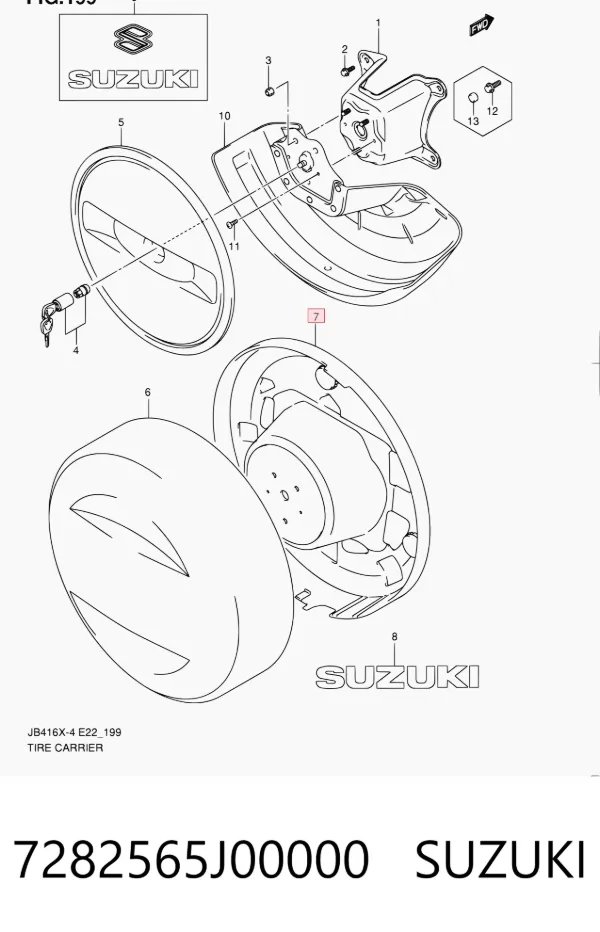 Capa da roda de recambio 7282565J00000 Suzuki