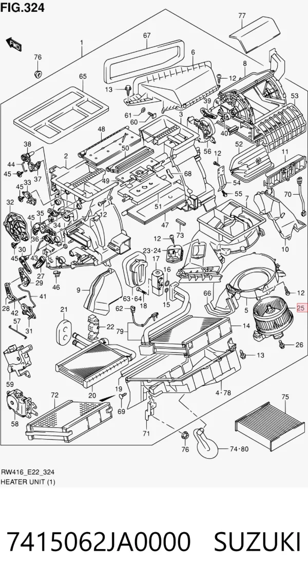 Motor de ventilador de forno (de aquecedor de salão) 7415062JA0000 Suzuki