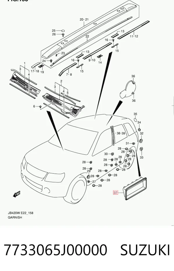 Grelha traseira de ventilação 7733065J00000 Suzuki