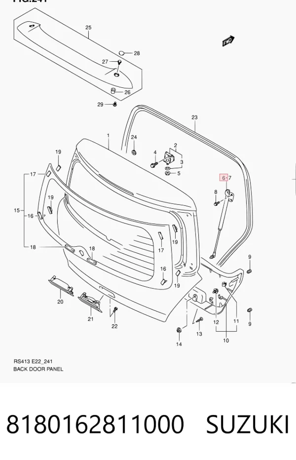 Amortecedor de tampa de porta-malas (de 3ª/5ª porta traseira) 8180162811000 Suzuki