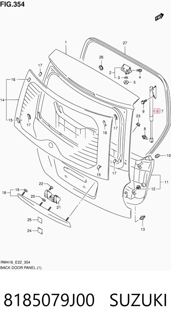 Amortecedor de tampa de porta-malas (de 3ª/5ª porta traseira) 8185079J00 Suzuki