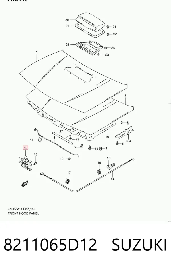 Fecho da capota Suzuki Grand Vitara FT, HT