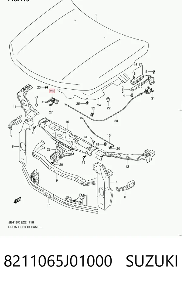 Fecho da capota Suzuki Grand Vitara JB