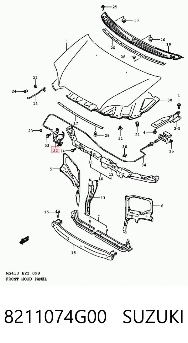 Fecho da capota 8211074G00 Suzuki