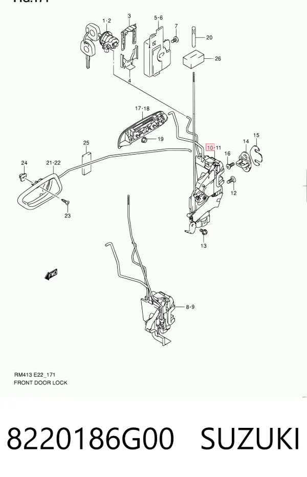 Fecho da porta dianteira esquerda 8220186G00 Suzuki