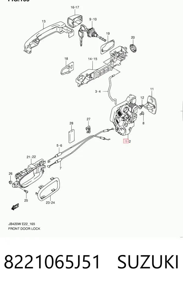 Fecho da porta dianteira direita 8221065J51 Suzuki