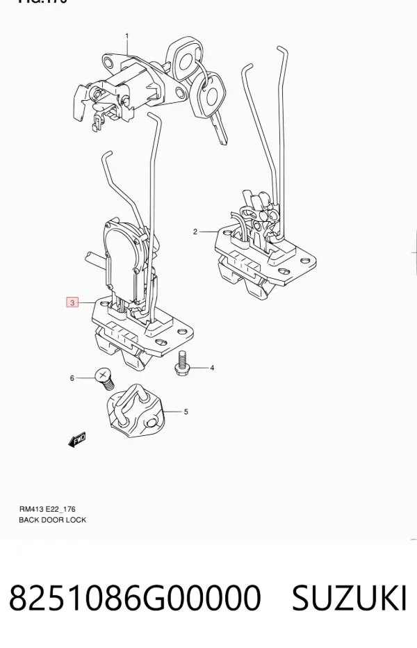 Fecho de tampa de porta-malas (de 3ª/5ª porta traseira) Suzuki Ignis II